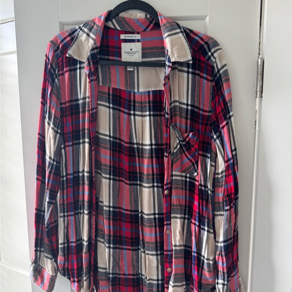 American Eagle Outfitters Red and Blue Plaid Shirt
